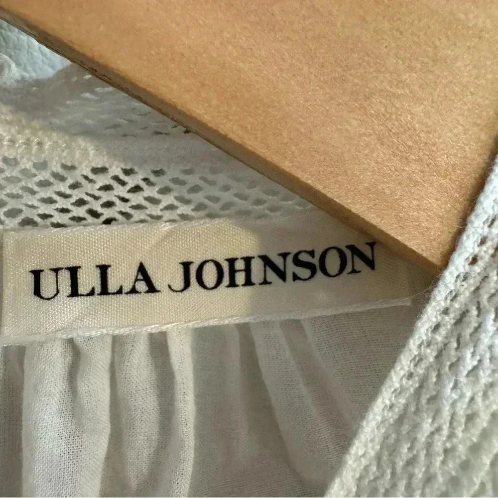Ulla Johnson Annetta Cotton Ruffle Blouse Long Sleeve Embroidered Boho Peasant 2 - Picture 12 of 13